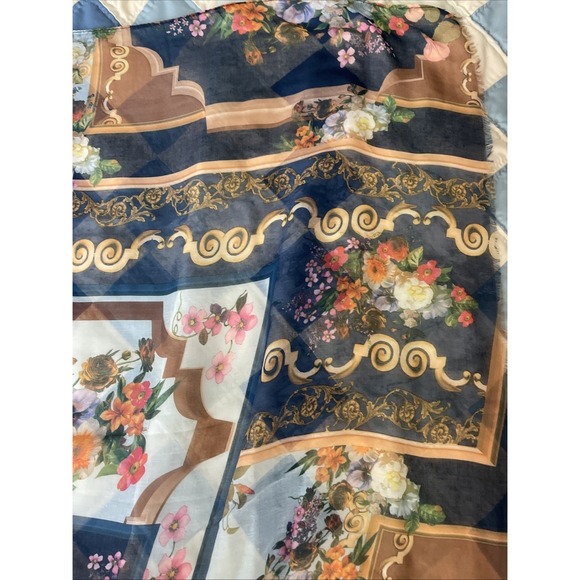 2‎ Chic Large Scarf Cottagecore Royal Floral Fringe - Picture 7 of 16